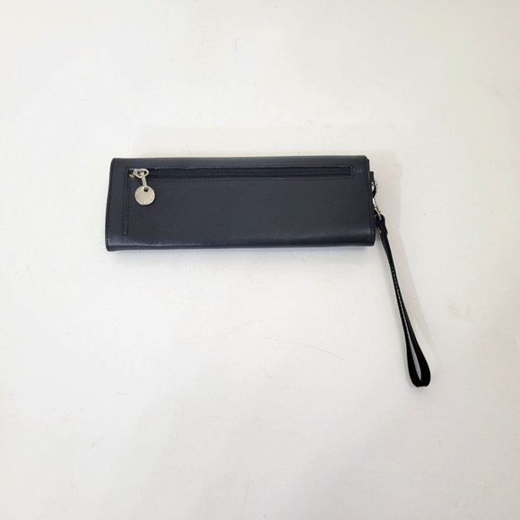 Etianne Aigner Slim Black Leather Wristlet, New Without Tags - Picture 2 of 6